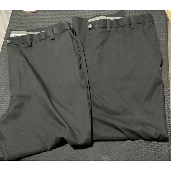 Haggar Other - Lot of 2 Haggar Cool 18 Pro Dress Pants Mens 48x30 Black Classic Fit Flat Front